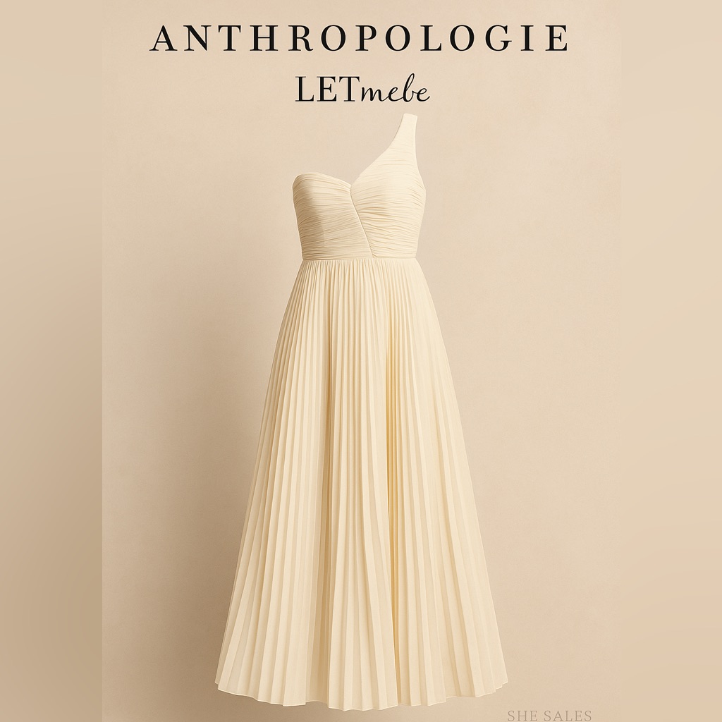 Anthropologie Letmebe “Forever That Girl” One-Shoulder Midi Dress Cream Nwt L